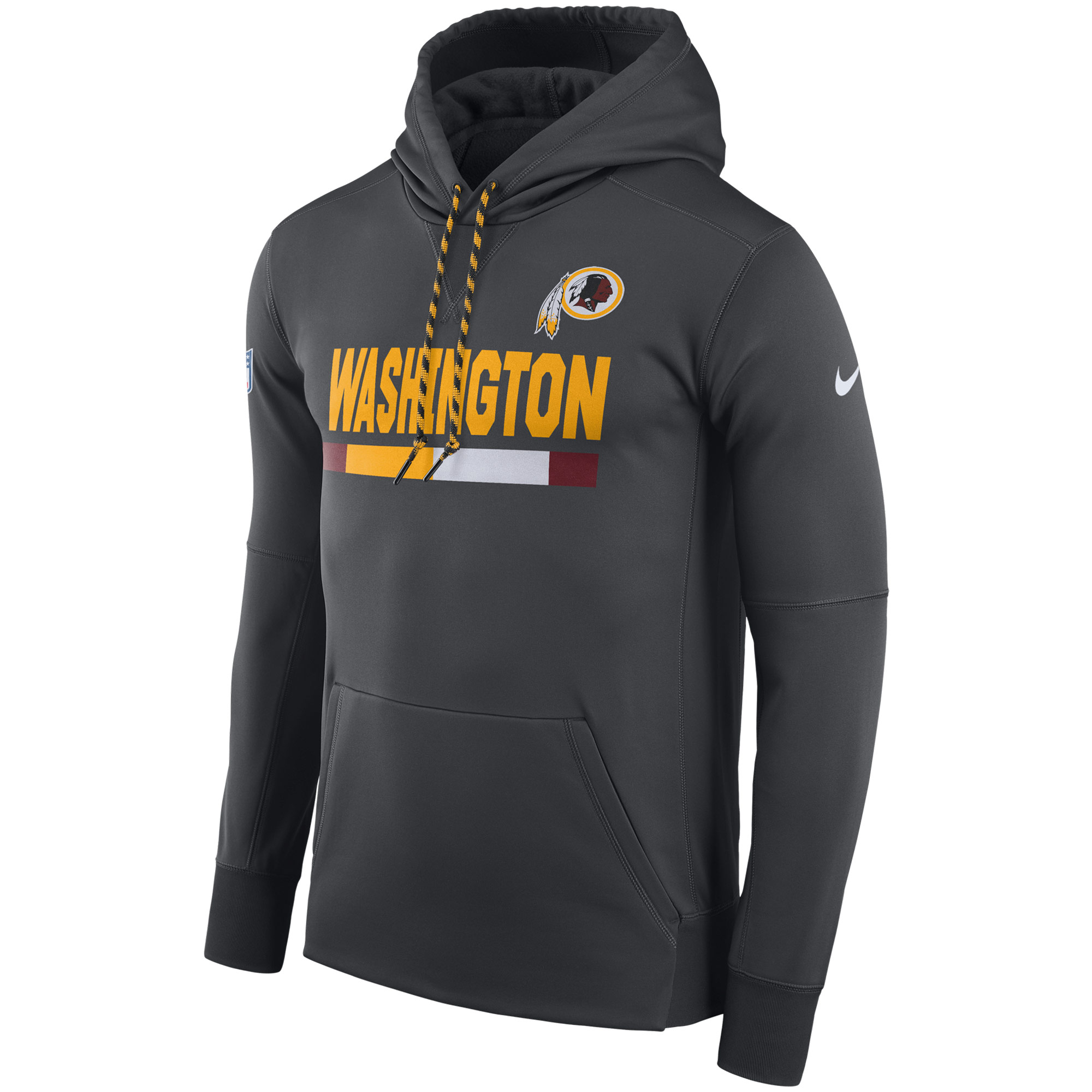 NFL Men Washington Redskins Nike Charcoal Sideline ThermaFit Performance PO Hoodie->washington redskins->NFL Jersey